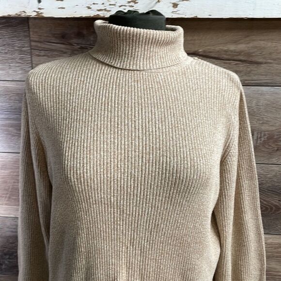 Kim Rogers Ladies Turtle Neck Long Sleeve Pullover Top, Size XL, Tan - Picture 2 of 6